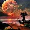 Red Full Moon Night Landscape Paint By Numbers