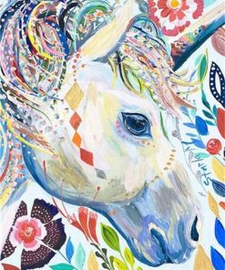 Unicorn Portrait Made of Flowers Animals Paint By Numbers
