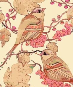 Pink Bird With Flowers Birds Paint By Numbers