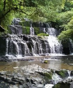 Green Waterfall paint by numbers