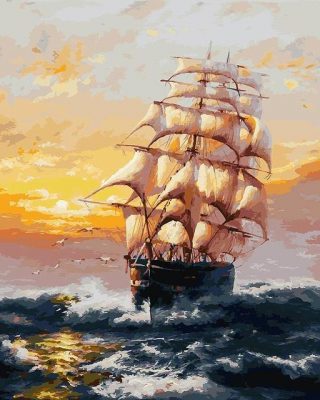 Ship Crosses The Ocean Seascape Paint By Numbers