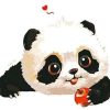 Panda Whit a Apple paint by numbers