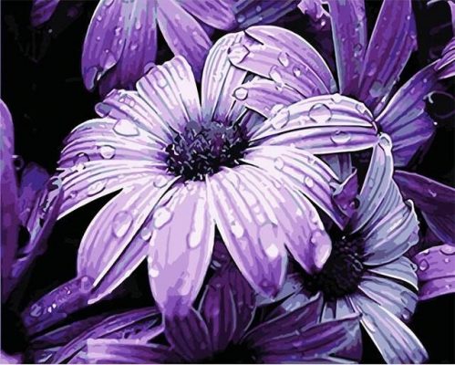 Purple Dew Flowers Flowers Paint By Numbers