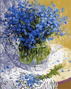 Blue Flowers - DIY Paint By Numbers - Numeral Paint