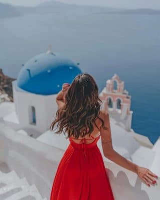 Lady Enjoying Santorini Greece paint by numbers