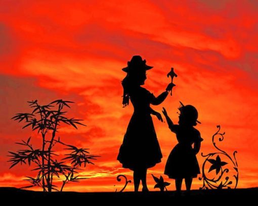 Mother Daughter Silhouette paint by numbers