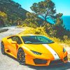 Yellow Lamborghini paint by numbers