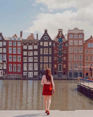 Girl Watching Amsterdam Buildings paint by numbers