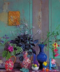 Vintage Vases Of Flowers Paint by numbers