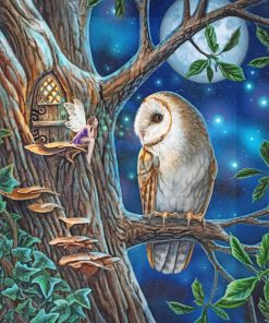 Fairy and Owl Art paint by number