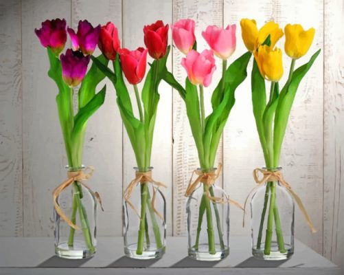 Tulips In Glass Vases paint by number