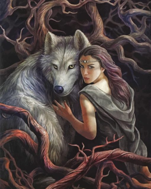 Woman and Wolf paint by number