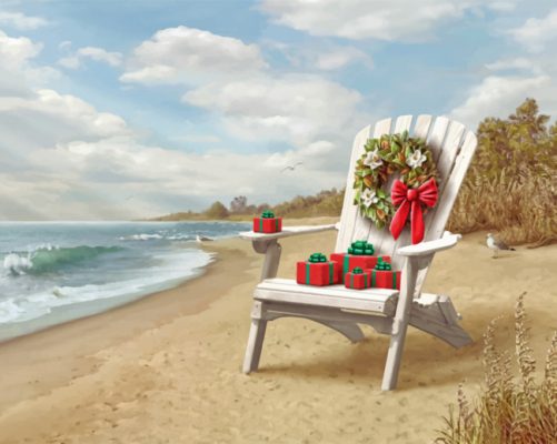 Beach Christmas Chair paint by number