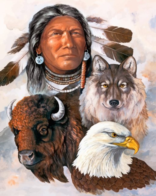 Native American With Animals paint by numbers