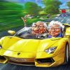 Old Couple In Car Paint by numbers