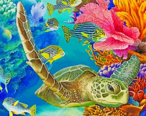 Sea Turtle Underwater Paint by numbers