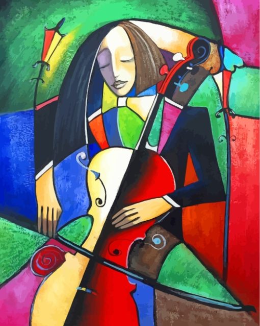 Abstract Cello Player Paint by numbers