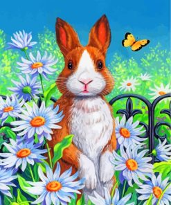 Bunny And Daisies Paint by numbers