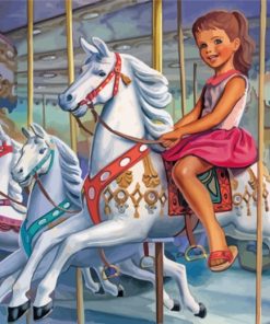 Girl On Carousel Paint by numbers