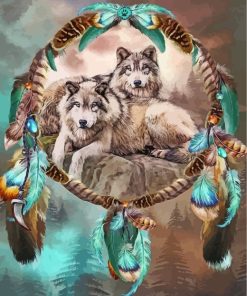 wolves-with-dream-catchers-paint-by-numbers