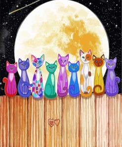 Cats In Full Moon Paint by numbers