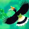 Flying Great Hornbill Paint by numbers