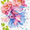 Betta Fish Peony Flower paint by numbers