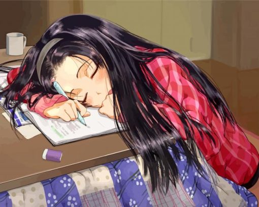 Sleepy Anime Girl Paint by numbers