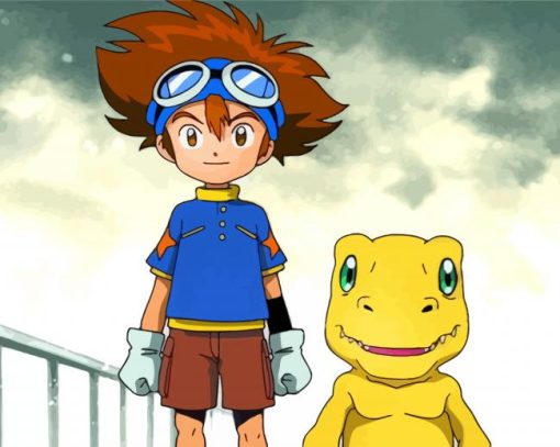 Tai Kamiya And Agumon Characters Paint by numbers