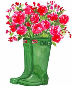 green-boots-and -flowers-paint-by-number