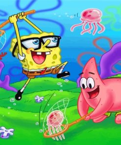 spongebob-and-patrick-jellyfishing-paint-by-numbers