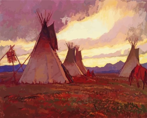 teepees-At-Sunset-paint-by-numbers