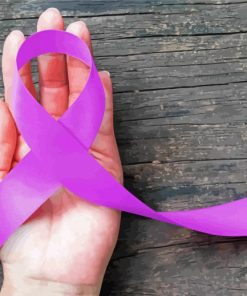 A Purple Ribbon In Hand Paint By Numbers