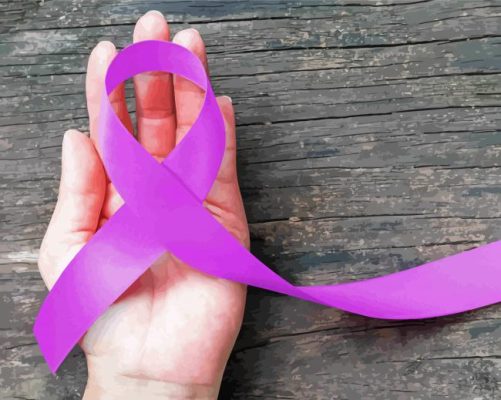 A Purple Ribbon In Hand Paint By Numbers