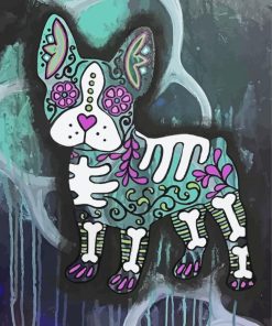 Abstract Sugar Skull Boston Terrier Paint By Numbers