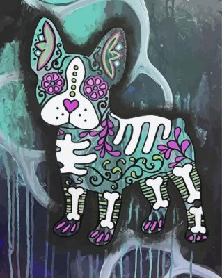 Abstract Sugar Skull Boston Terrier Paint By Numbers