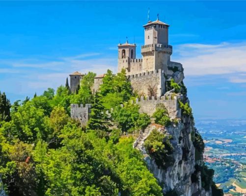 Aesthetic Cliff Side Castle Paint By Numbers