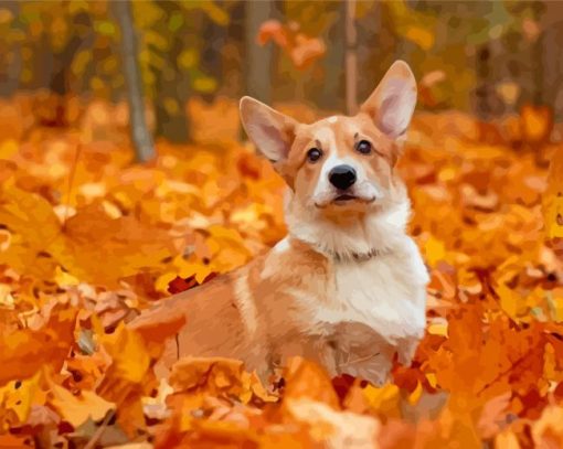 Aesthetic Dog In Autumn Paint By Numbers