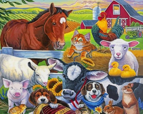 Aesthetic Farm With Animals Paint By Numbers