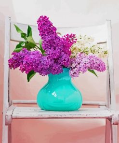 Aesthetic Flowers In Turquoise Vase Paint By Numbers