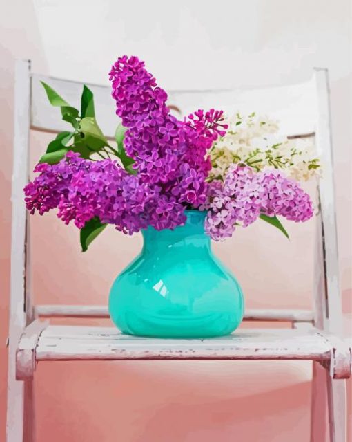 Aesthetic Flowers In Turquoise Vase Paint By Numbers