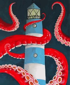 Aesthetic Lighthouse And Octopus Paint By Numbers