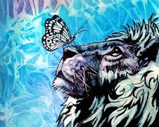 Aesthetic Lion With Butterfly Paint By Numbers