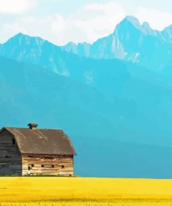 Aesthetic Montana Mountains With Barn Paint By Numbers