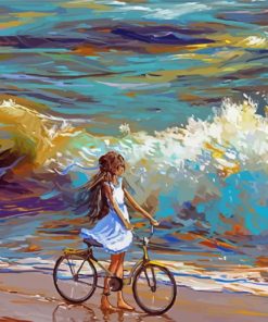 Aesthetic Woman Riding Bicycle Paint By Numbers