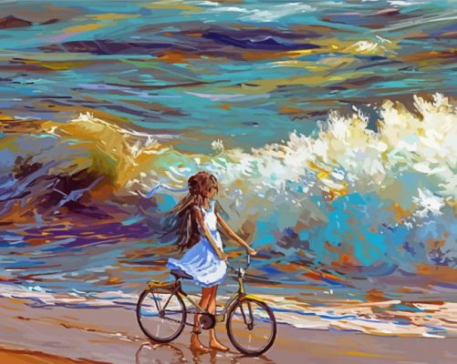 Aesthetic Woman Riding Bicycle Paint By Numbers