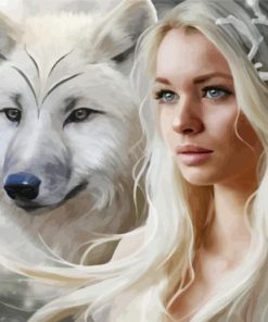 Aesthetic Blonde Woman Wolf Paint By Numbers