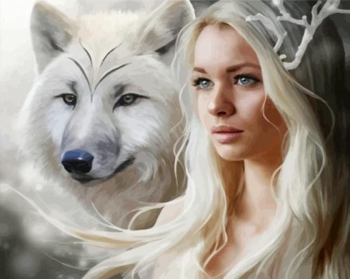 Aesthetic Blonde Woman Wolf Paint By Numbers