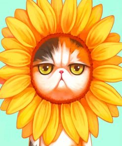 Aesthetic Cat Sunflower Paint By Numbers