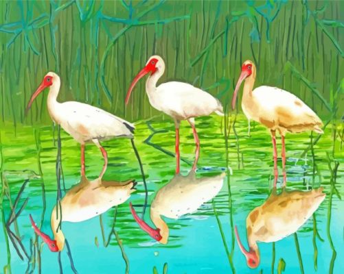 Aesthetic Cranes In Water Paint By Numbers